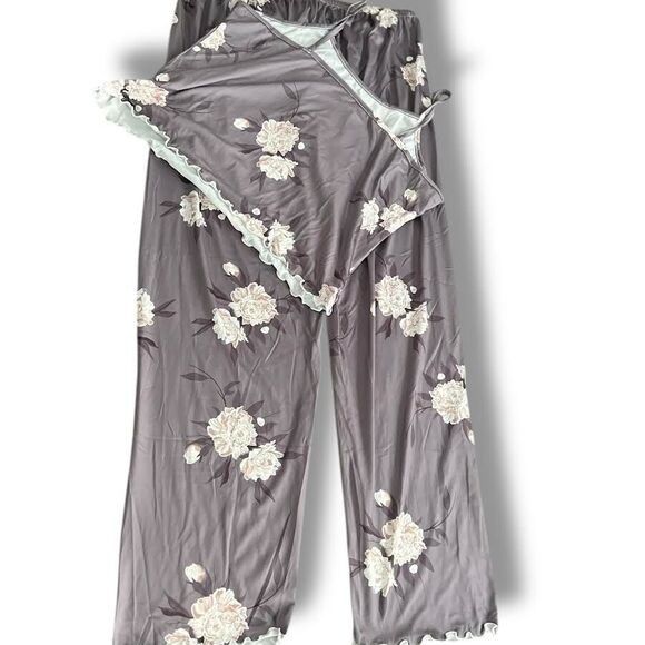 Pajamas Women's Sz XL Floral Multicolor 2-Piece Set Elastic Waist Comfy Soft - Picture 2 of 6
